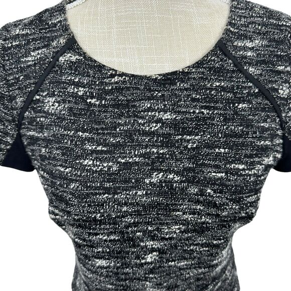 J Crew Tweed A-Line Dress Fit & Flare Mid-Thigh Short Sleeve Womens Size 2 Black - Picture 6 of 9